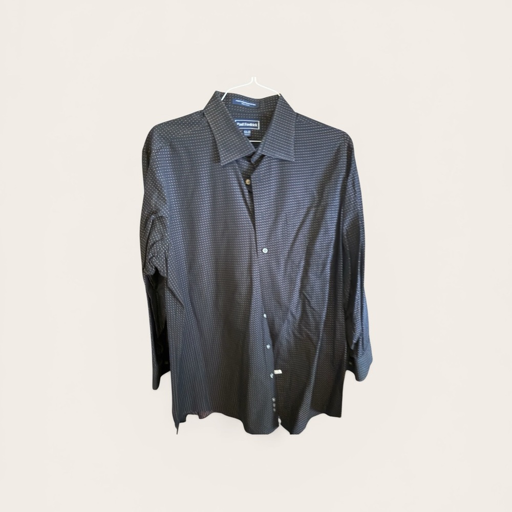 Paul Fredrick Navy Shirt with Small Rust Dots